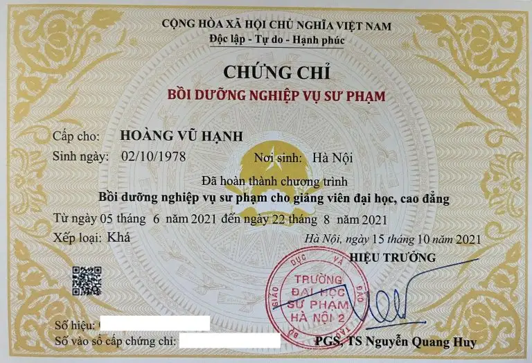 Chứng Chỉ Nghiệp Vụ Sư Phạm