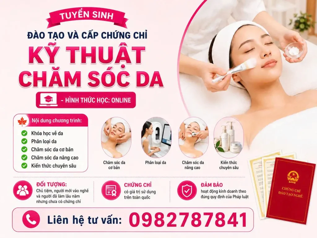 ĐÀO TẠO VÀ CẤP CHỨNG CHỈ KỸ THUẬT CHĂM SÓC DA
