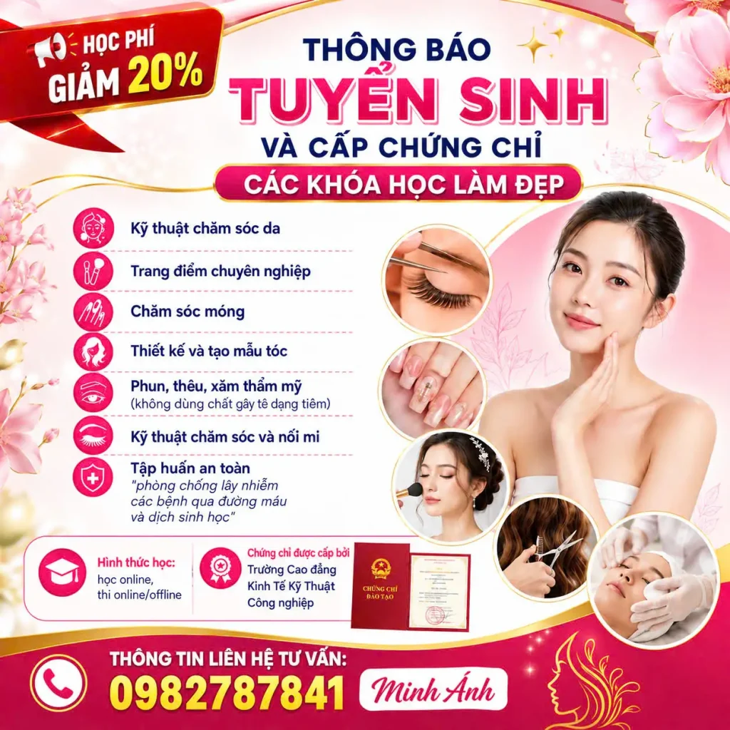 TUYỂN SINH – ĐÀO TẠO & CẤP CHỨNG CHỈ CÁC KHÓA HỌC LÀM ĐẸP