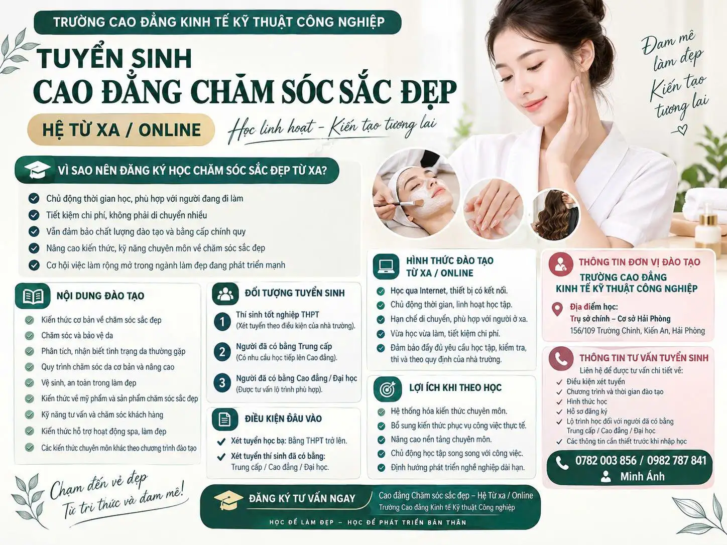 TUYỂN SINH CAO ĐẲNG CHĂM SÓC SẮC ĐẸP HỆ TỪ XA / ONLINE