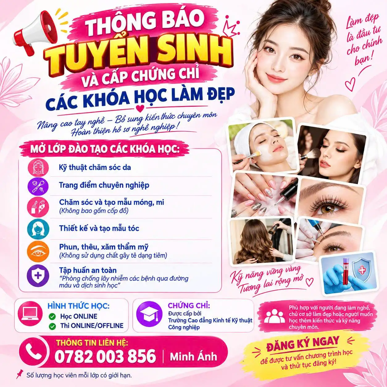 THÔNG BÁO TUYỂN SINH & CẤP CHỨNG CHỈ CÁC KHÓA HỌC LÀM ĐẸP 💄