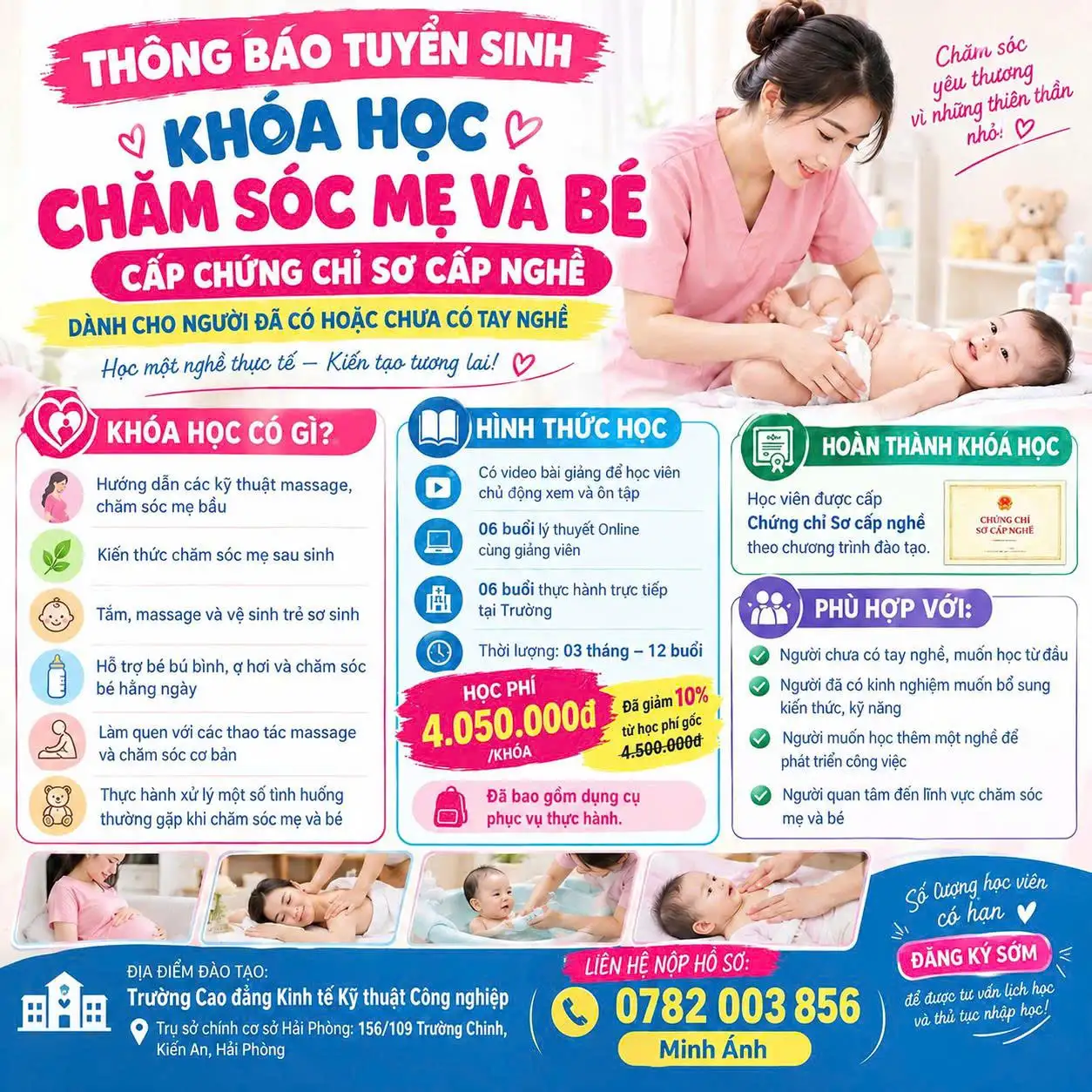 THÔNG BÁO TUYỂN SINH KHÓA CHĂM SÓC MẸ VÀ BÉ – CẤP CHỨNG CHỈ 🌸